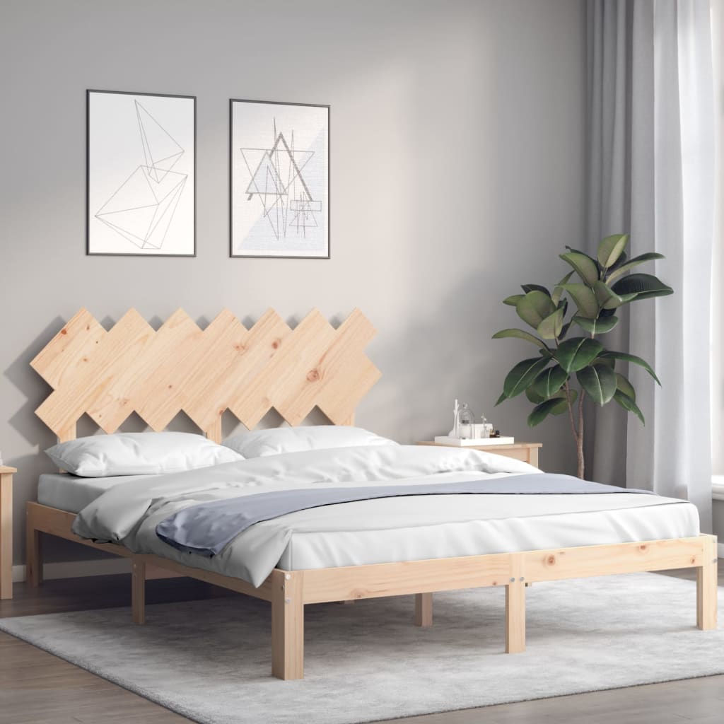 Cadre de lit sans matelas 140x190 cm bois de pin massif - XIOS