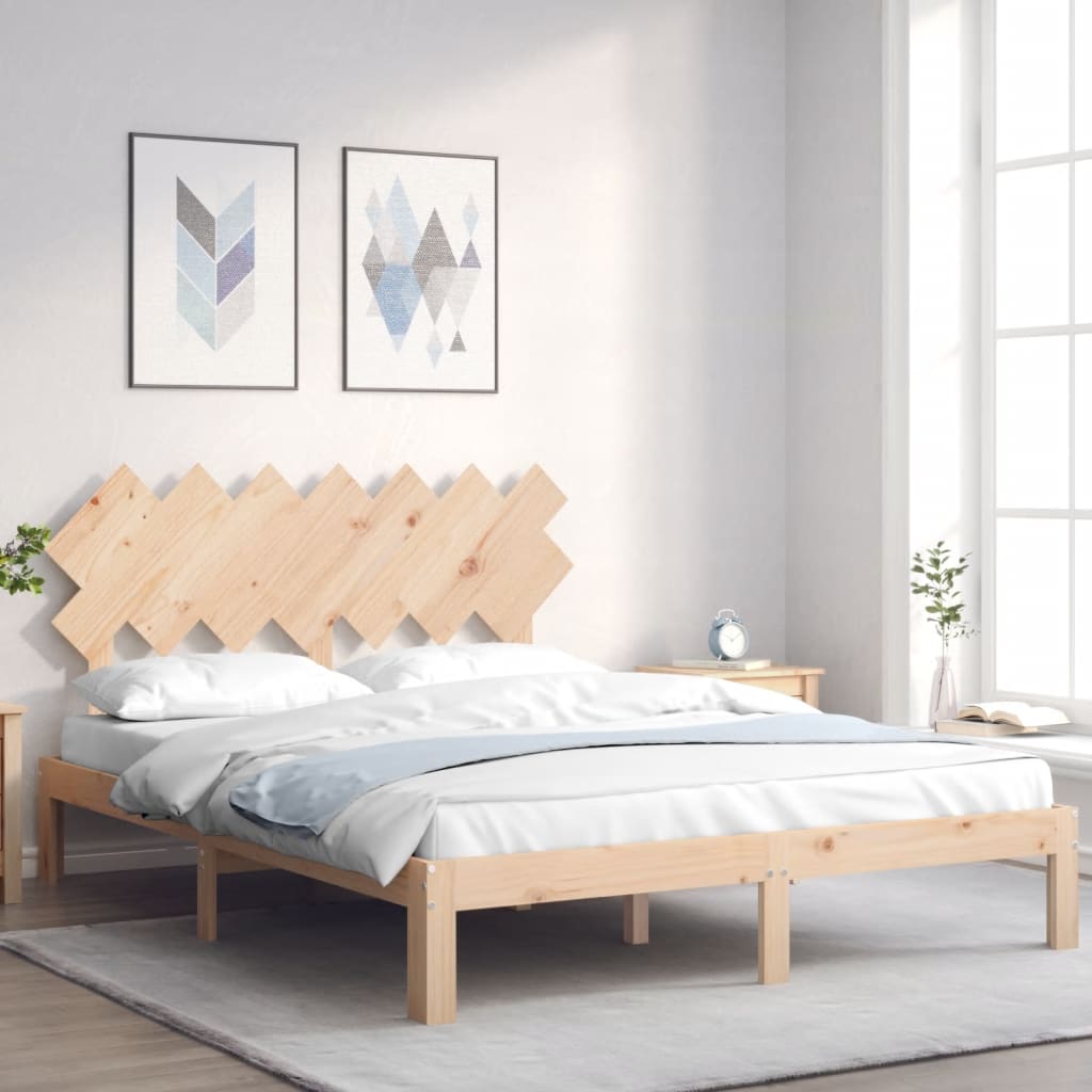 Cadre de lit sans matelas 140x190 cm bois de pin massif - XIOS