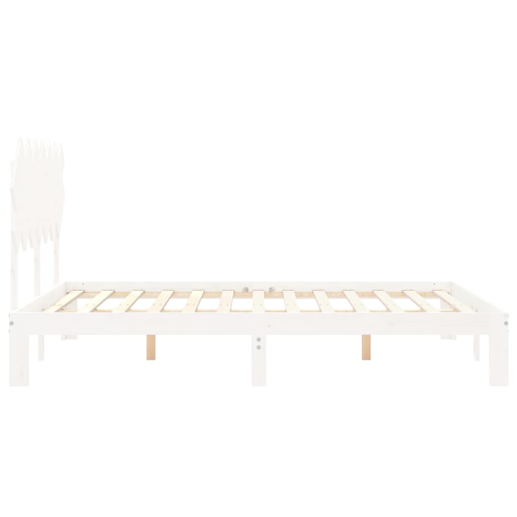 Cadre de lit sans matelas blanc 140x190 cm bois de pin massif - XIOS