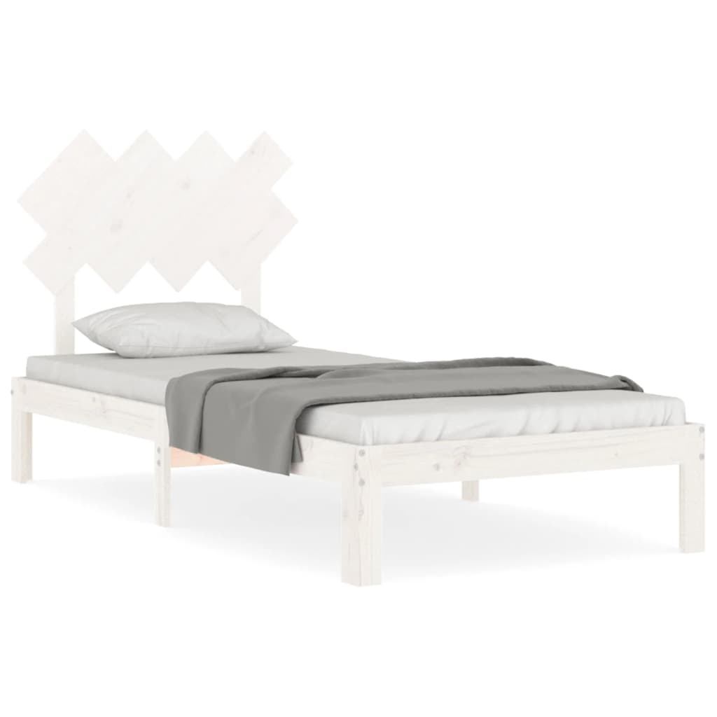 Cadre de lit sans matelas blanc 90x200 cm bois de pin massif - XIOS