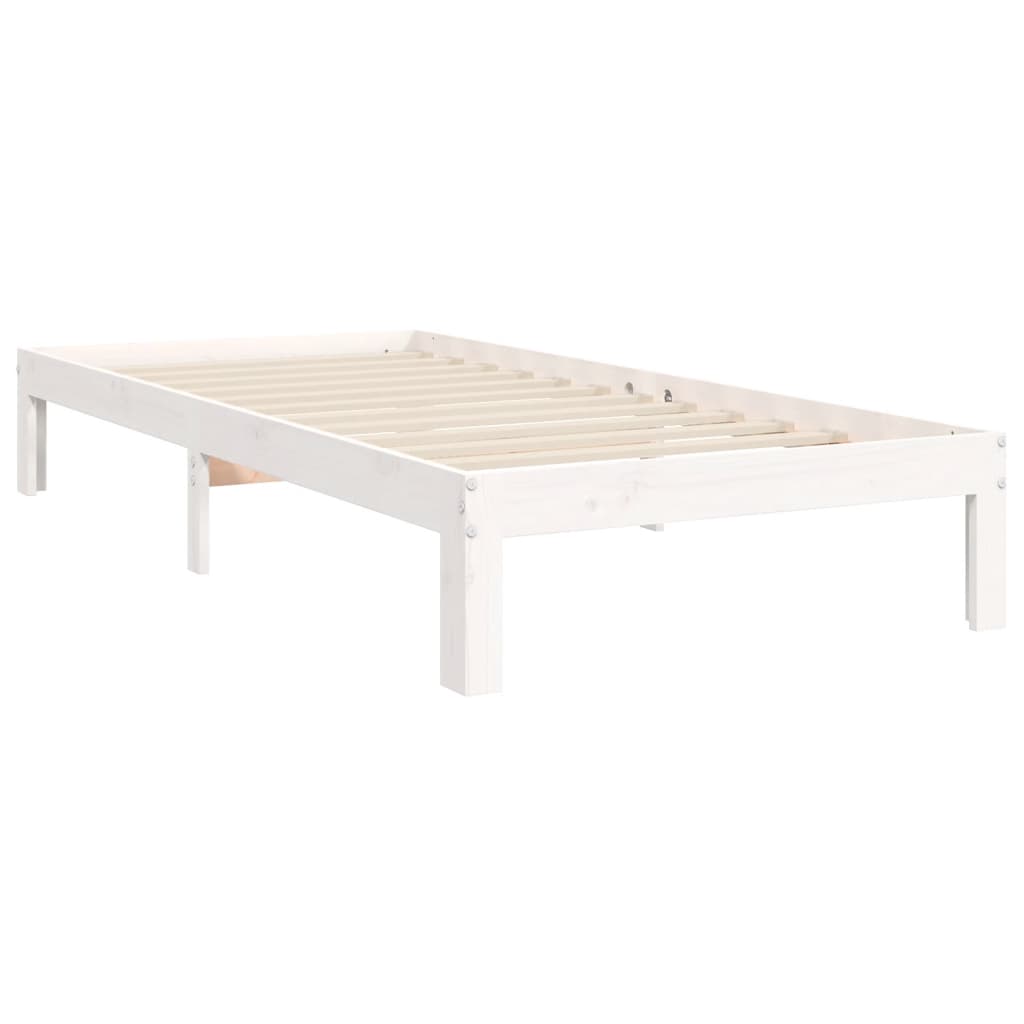 Cadre de lit sans matelas blanc 90x200 cm bois de pin massif - XIOS