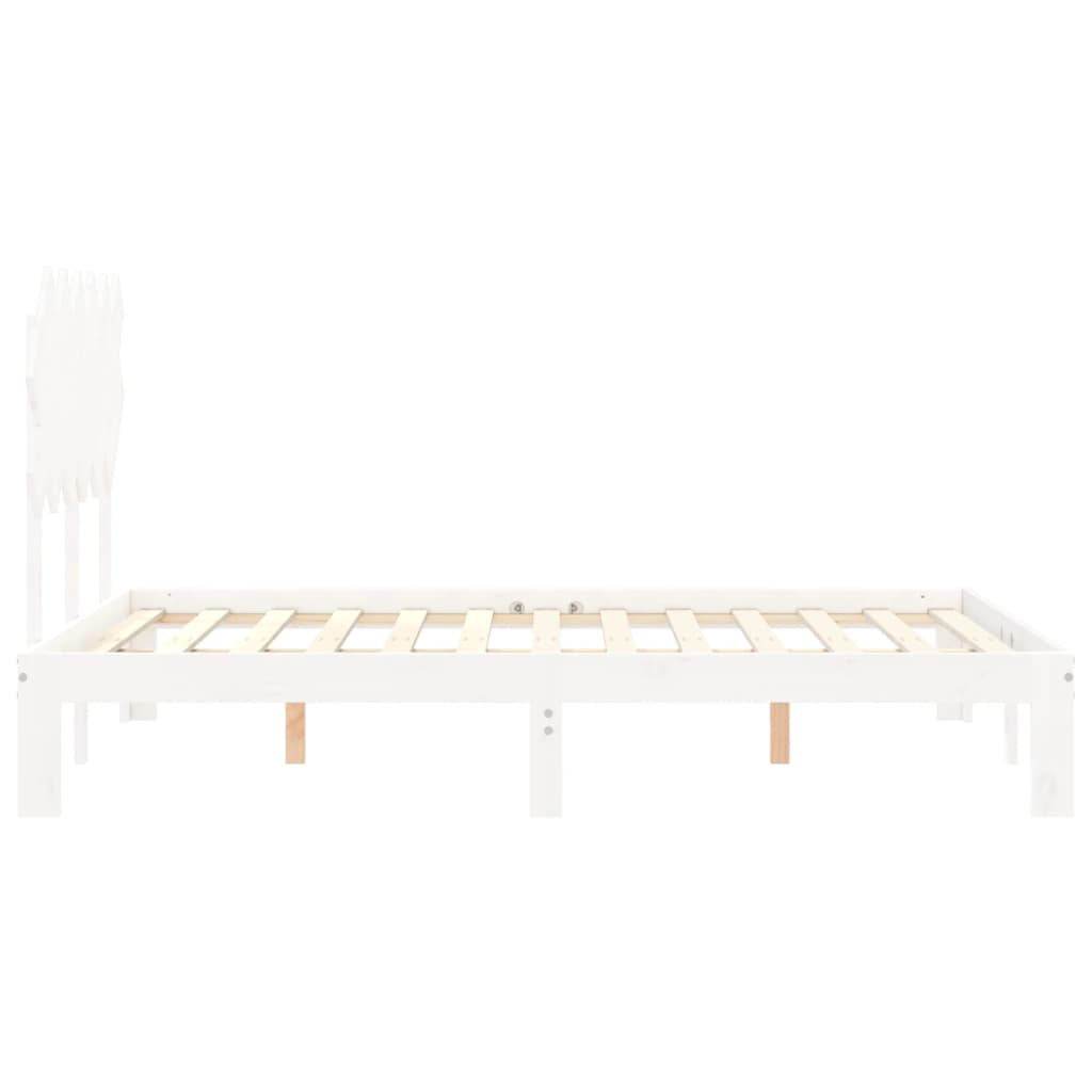 Cadre de lit sans matelas blanc 120x200 cm bois de pin massif - XIOS