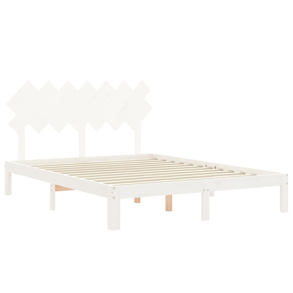 Cadre de lit sans matelas blanc 140x200 cm bois de pin massif - XIOS