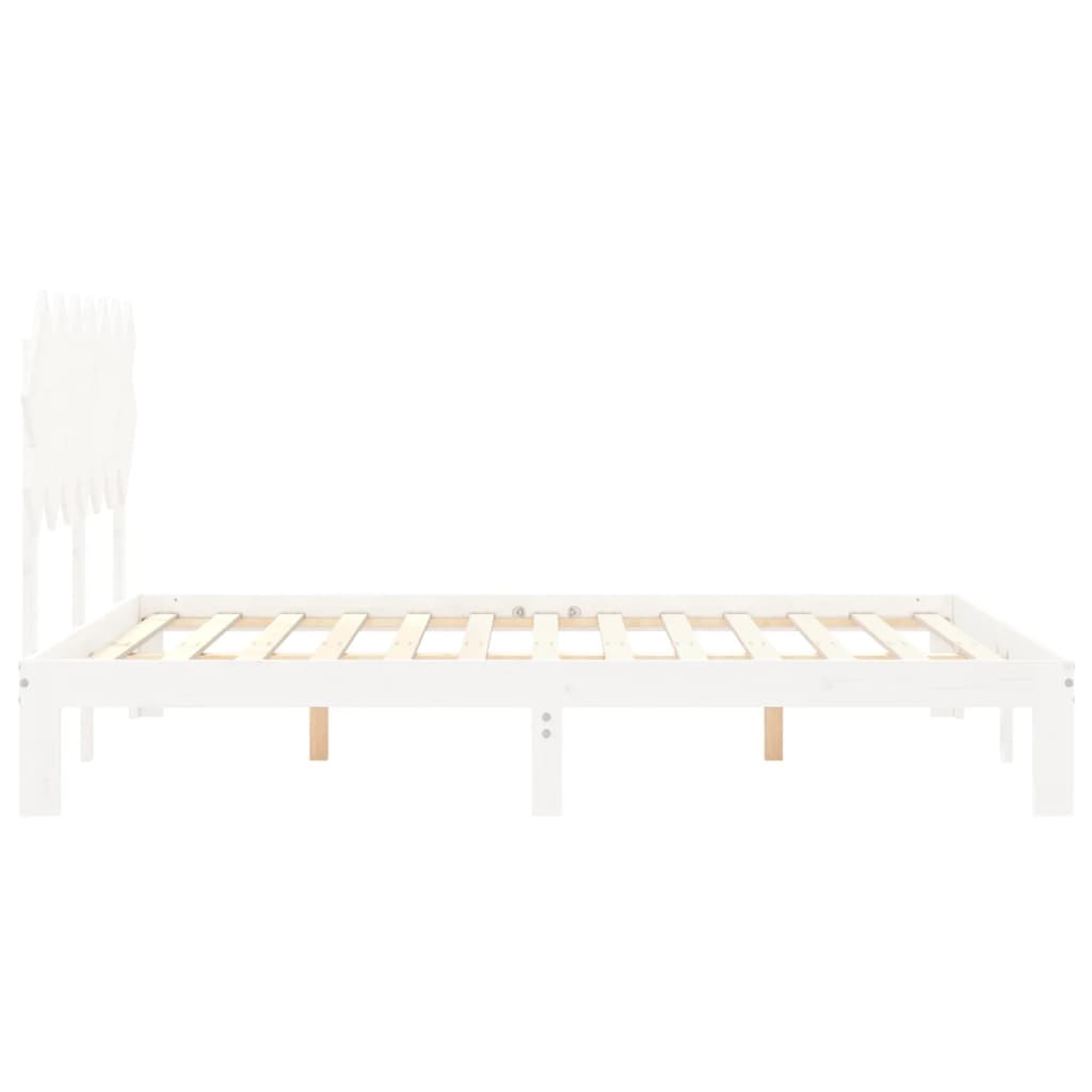 Cadre de lit sans matelas blanc 140x200 cm bois de pin massif - XIOS