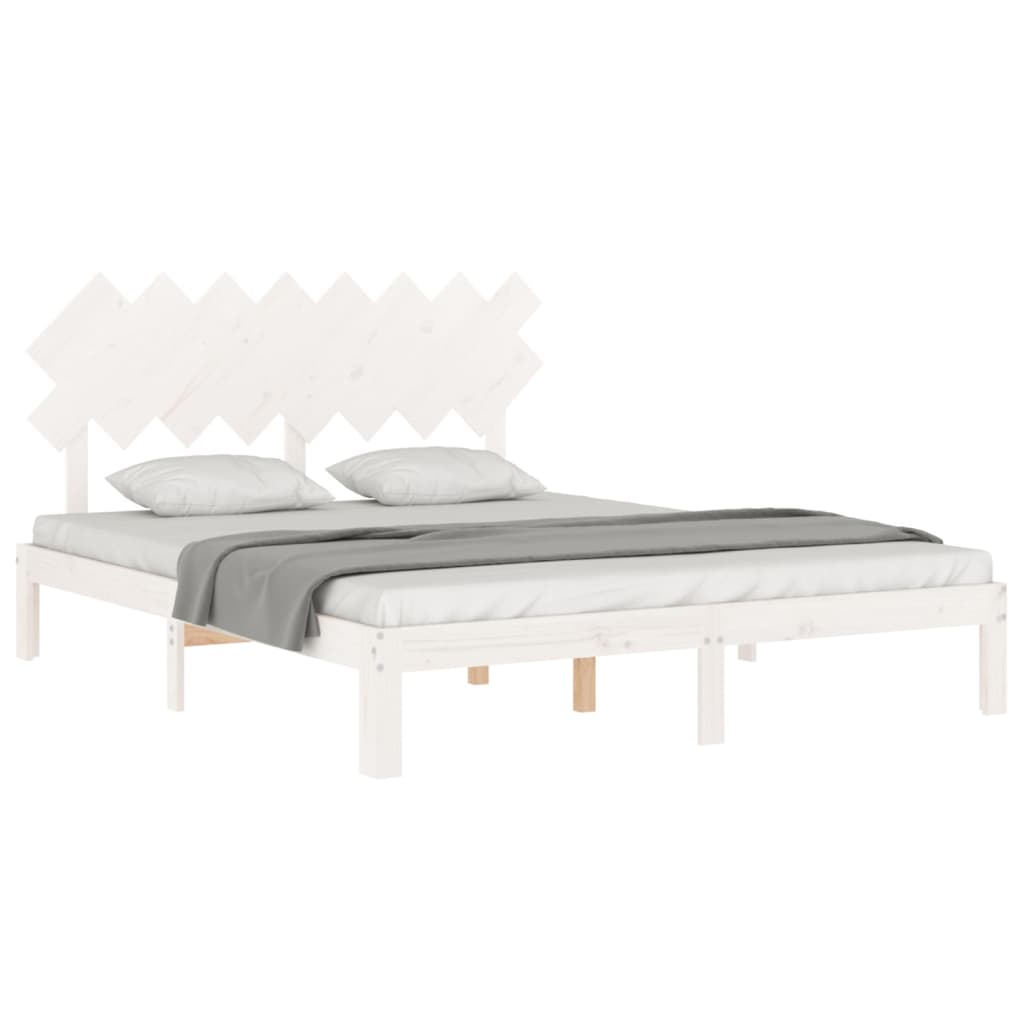 Cadre de lit sans matelas blanc 160x200 cm bois de pin massif - XIOS