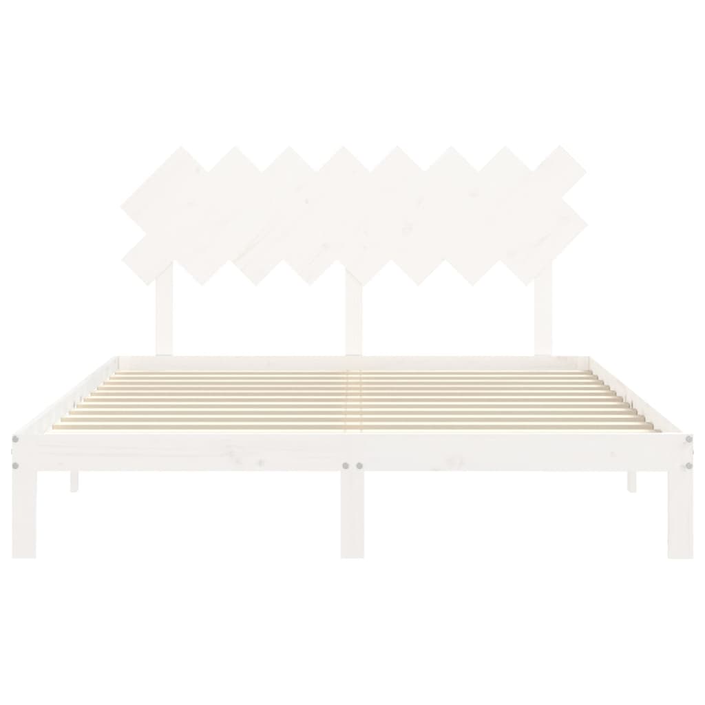 Cadre de lit sans matelas blanc 160x200 cm bois de pin massif - XIOS