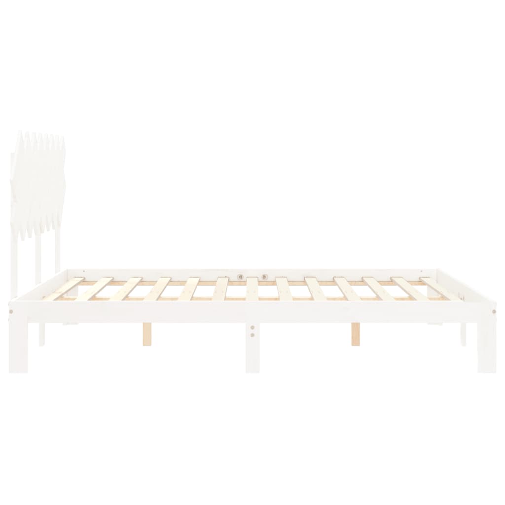 Cadre de lit sans matelas blanc 160x200 cm bois de pin massif - XIOS