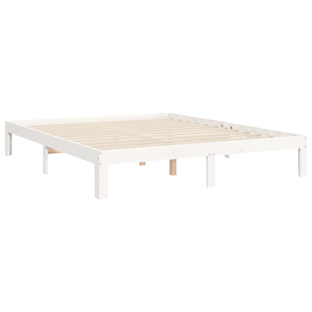 Cadre de lit sans matelas blanc 160x200 cm bois de pin massif - XIOS
