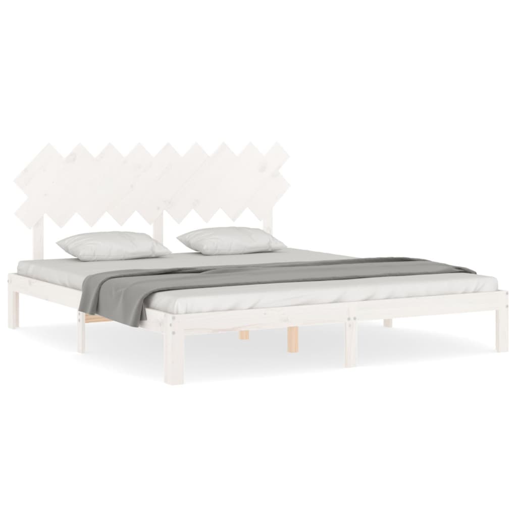 Cadre de lit sans matelas blanc bois massif de pin - XIOS