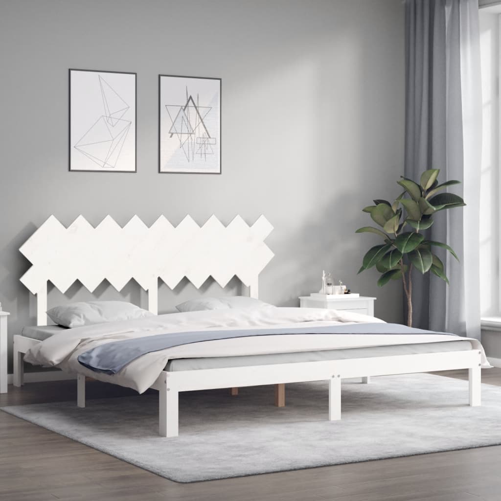 Cadre de lit sans matelas blanc bois massif de pin - XIOS