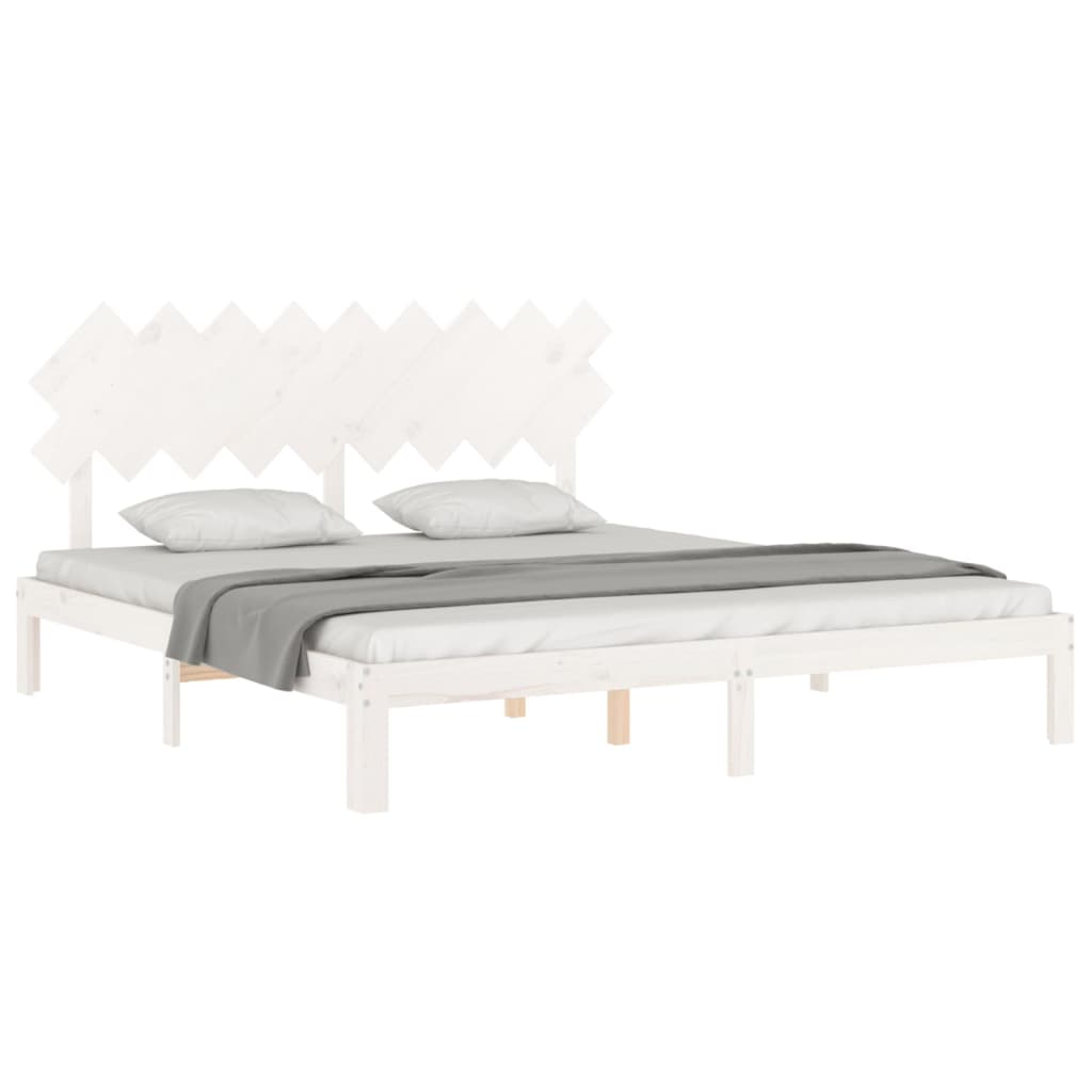 Cadre de lit sans matelas blanc bois massif de pin - XIOS