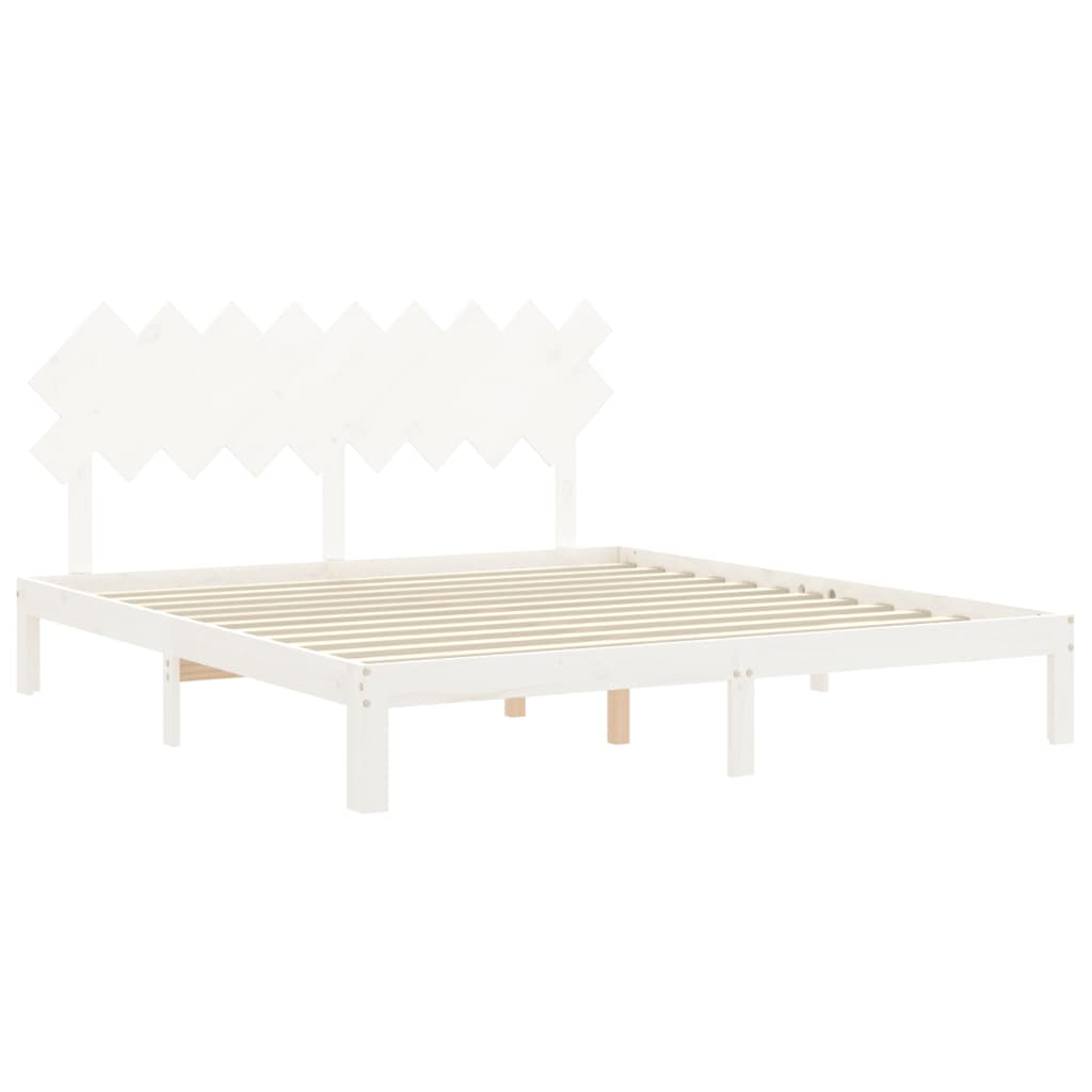 Cadre de lit sans matelas blanc bois massif de pin - XIOS