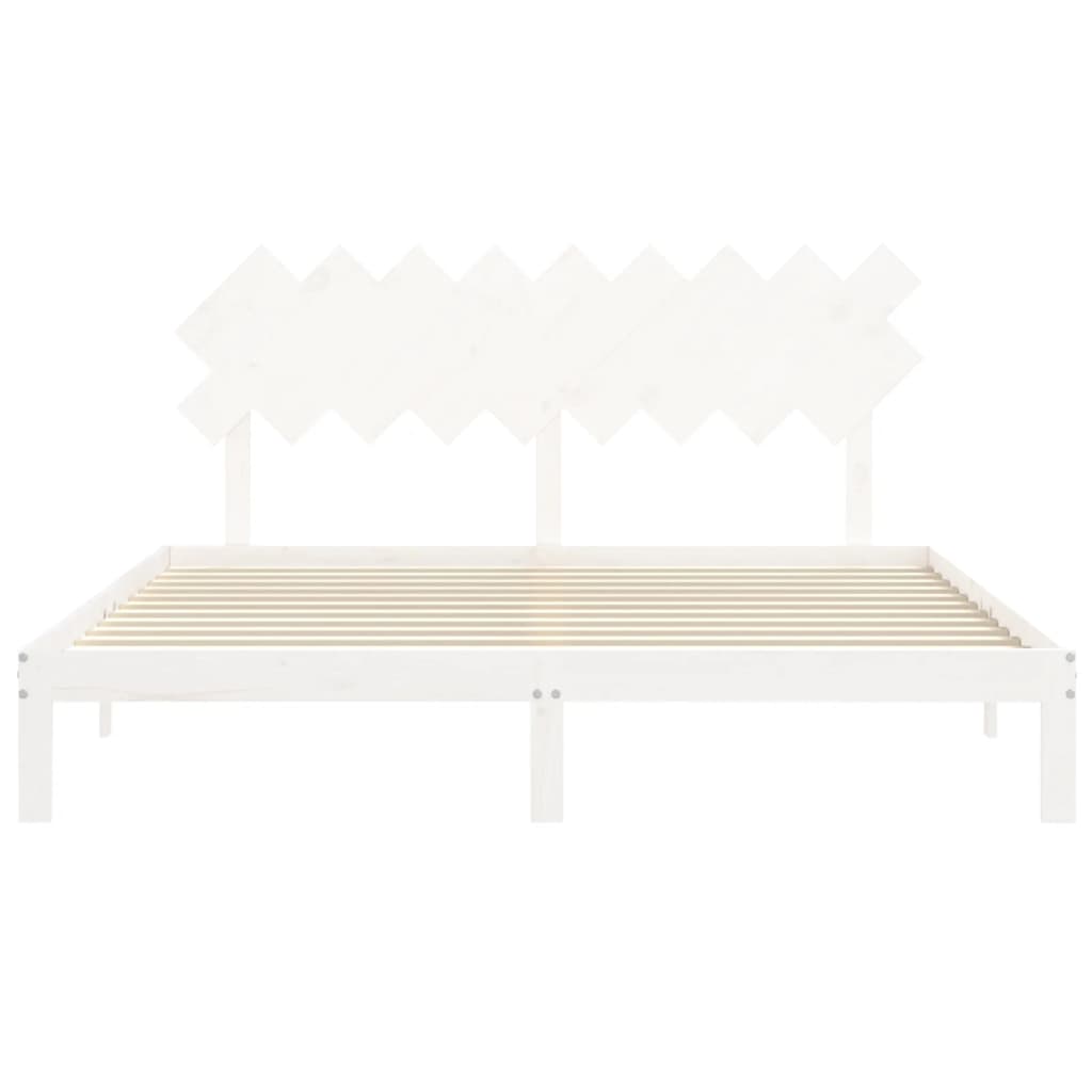 Cadre de lit sans matelas blanc bois massif de pin - XIOS
