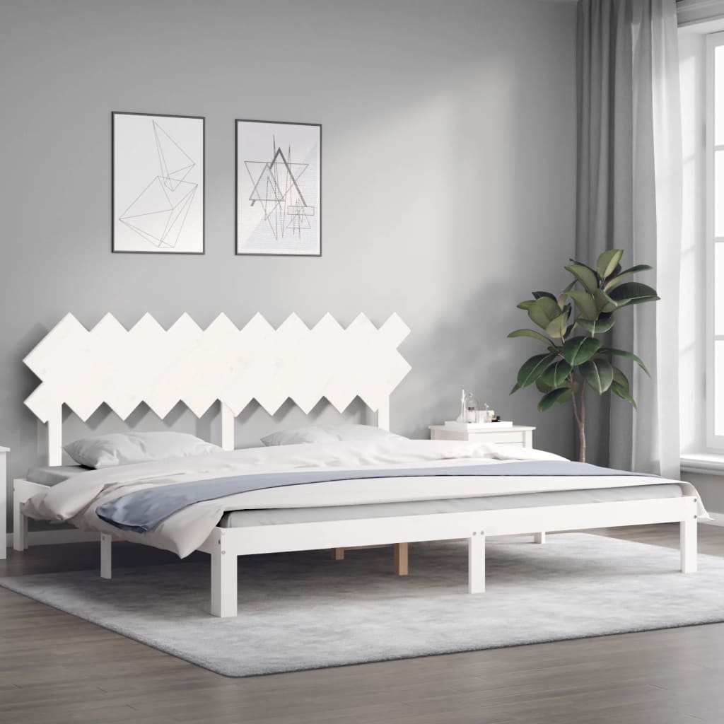 Cadre de lit sans matelas blanc 200x200 cm bois massif de pin - XIOS