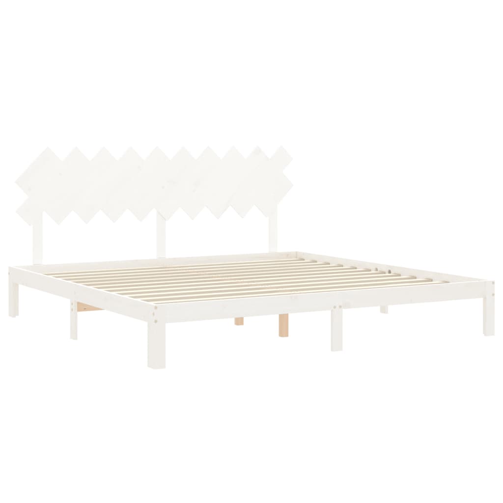 Cadre de lit sans matelas blanc 200x200 cm bois massif de pin - XIOS