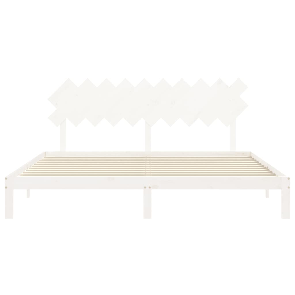Cadre de lit sans matelas blanc 200x200 cm bois massif de pin - XIOS