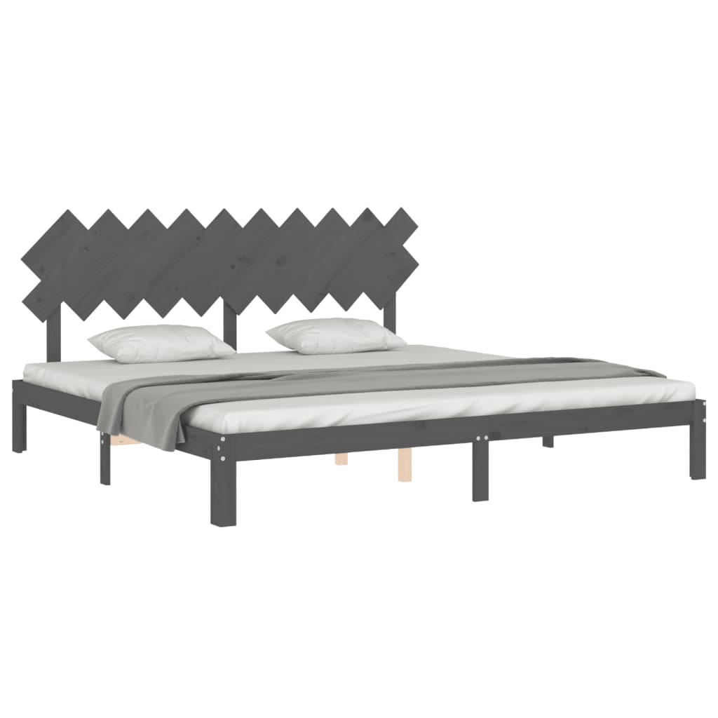 Cadre de lit sans matelas gris 200x200 cm bois massif de pin - XIOS