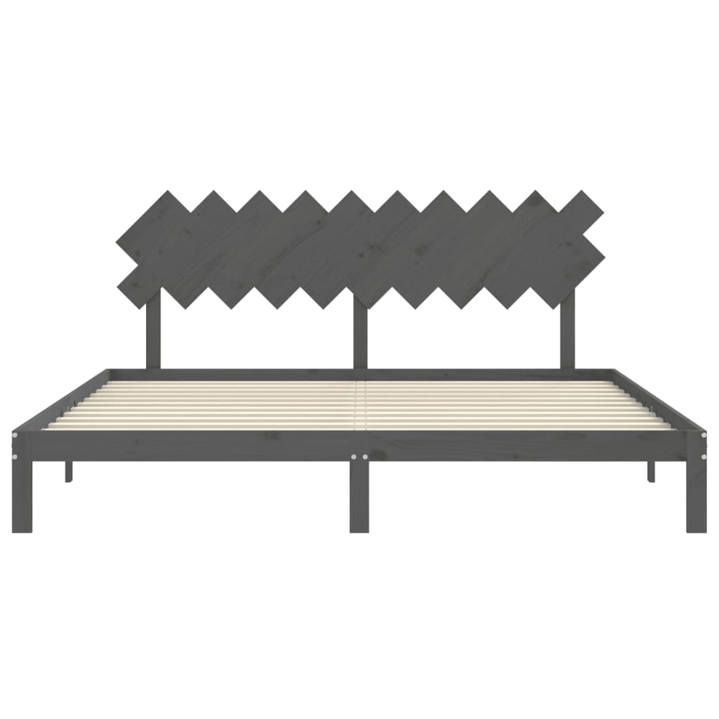 Cadre de lit sans matelas gris 200x200 cm bois massif de pin - XIOS