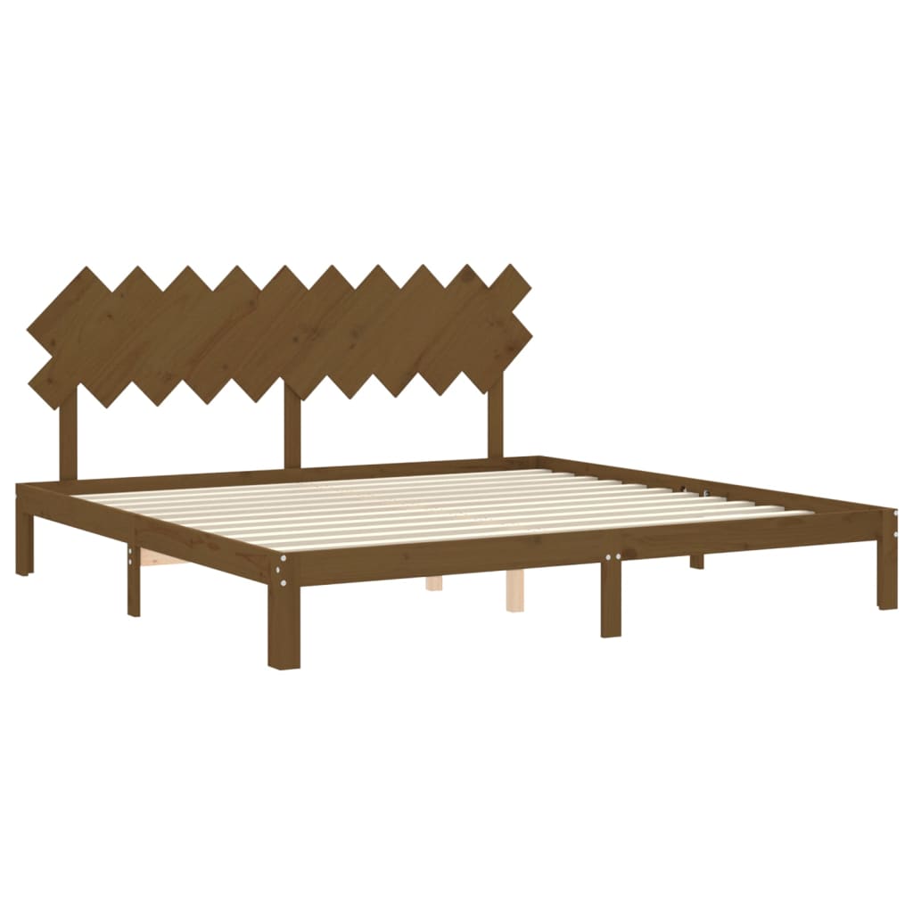 Cadre de lit sans matelas marron miel 200x200cm bois pin massif - XIOS