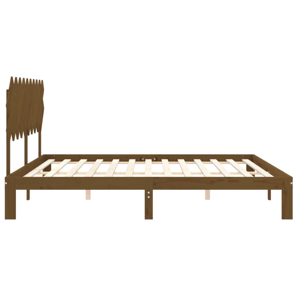 Cadre de lit sans matelas marron miel 200x200cm bois pin massif - XIOS