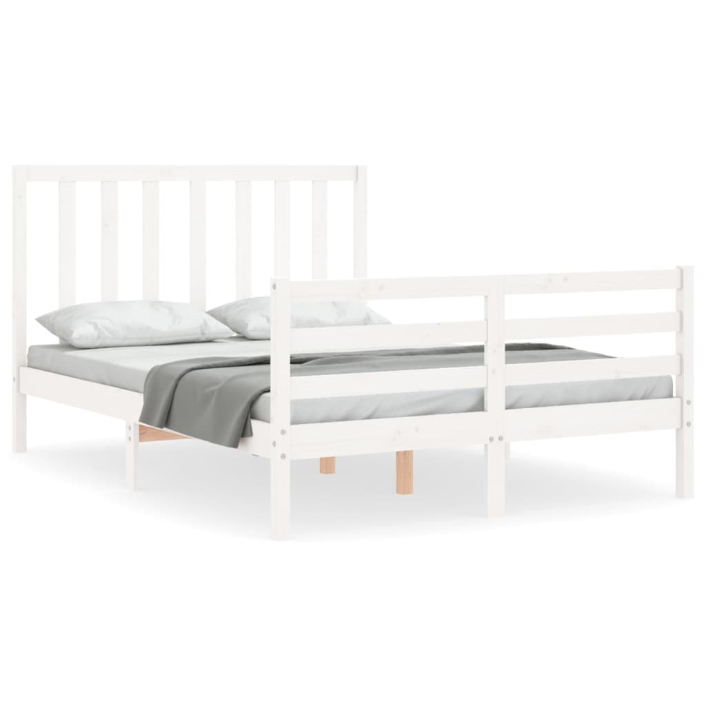 Cadre de lit sans matelas blanc 140x190 cm bois de pin massif - XIOS