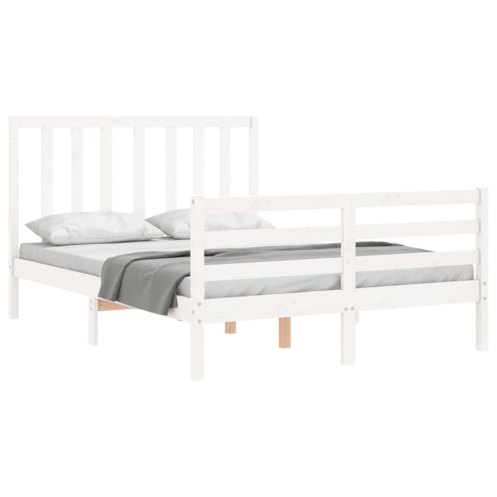 Cadre de lit sans matelas blanc 140x190 cm bois de pin massif - XIOS