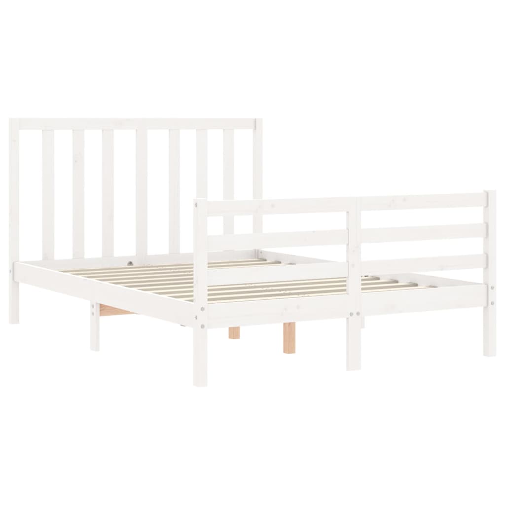 Cadre de lit sans matelas blanc 140x190 cm bois de pin massif - XIOS