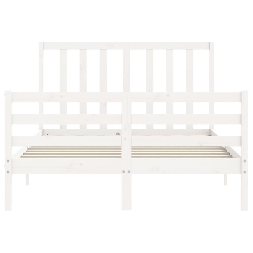 Cadre de lit sans matelas blanc 140x190 cm bois de pin massif - XIOS