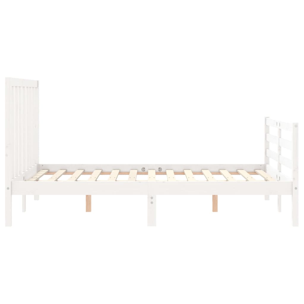 Cadre de lit sans matelas blanc 140x190 cm bois de pin massif - XIOS