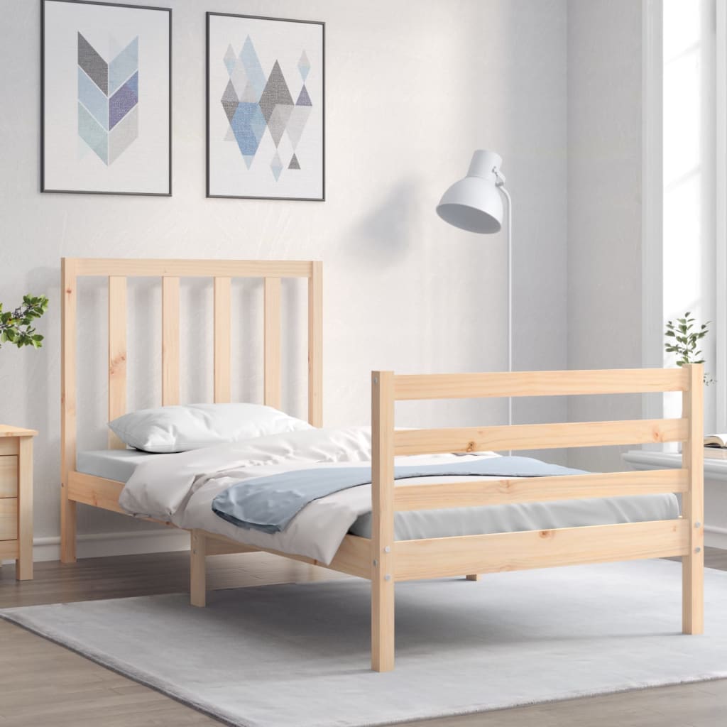 Cadre de lit sans matelas 90x200 cm bois de pin massif - XIOS