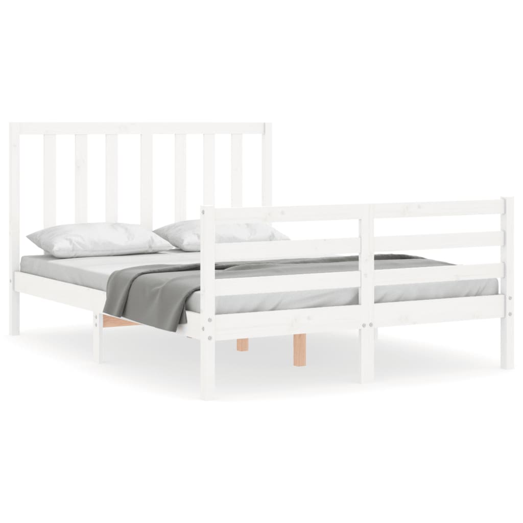 Cadre de lit sans matelas blanc 140x200 cm bois de pin massif - XIOS
