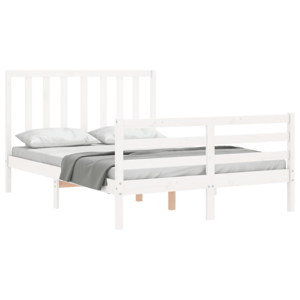 Cadre de lit sans matelas blanc 140x200 cm bois de pin massif - XIOS
