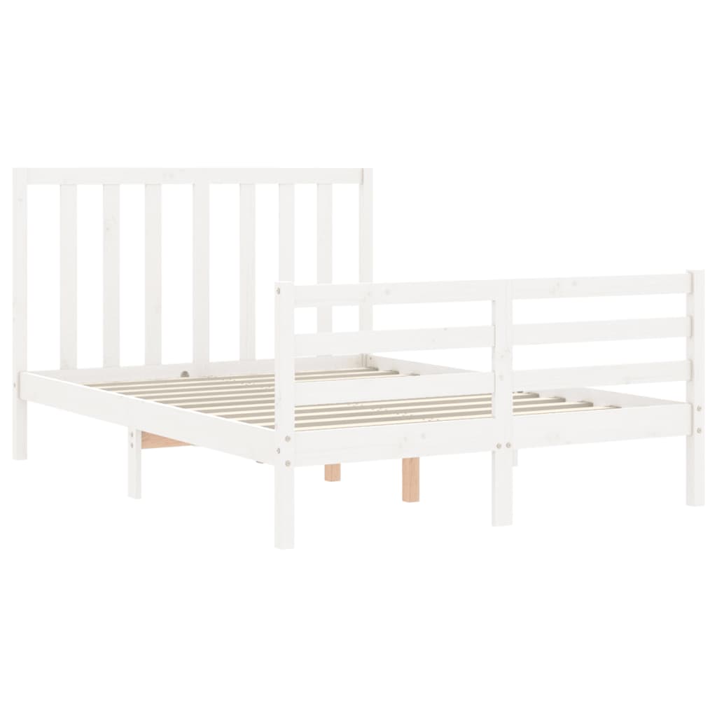 Cadre de lit sans matelas blanc 140x200 cm bois de pin massif - XIOS