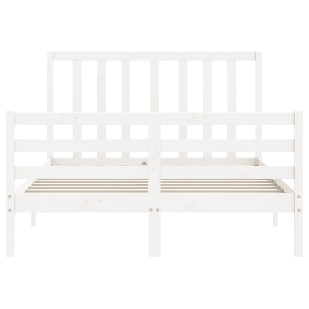 Cadre de lit sans matelas blanc 140x200 cm bois de pin massif - XIOS