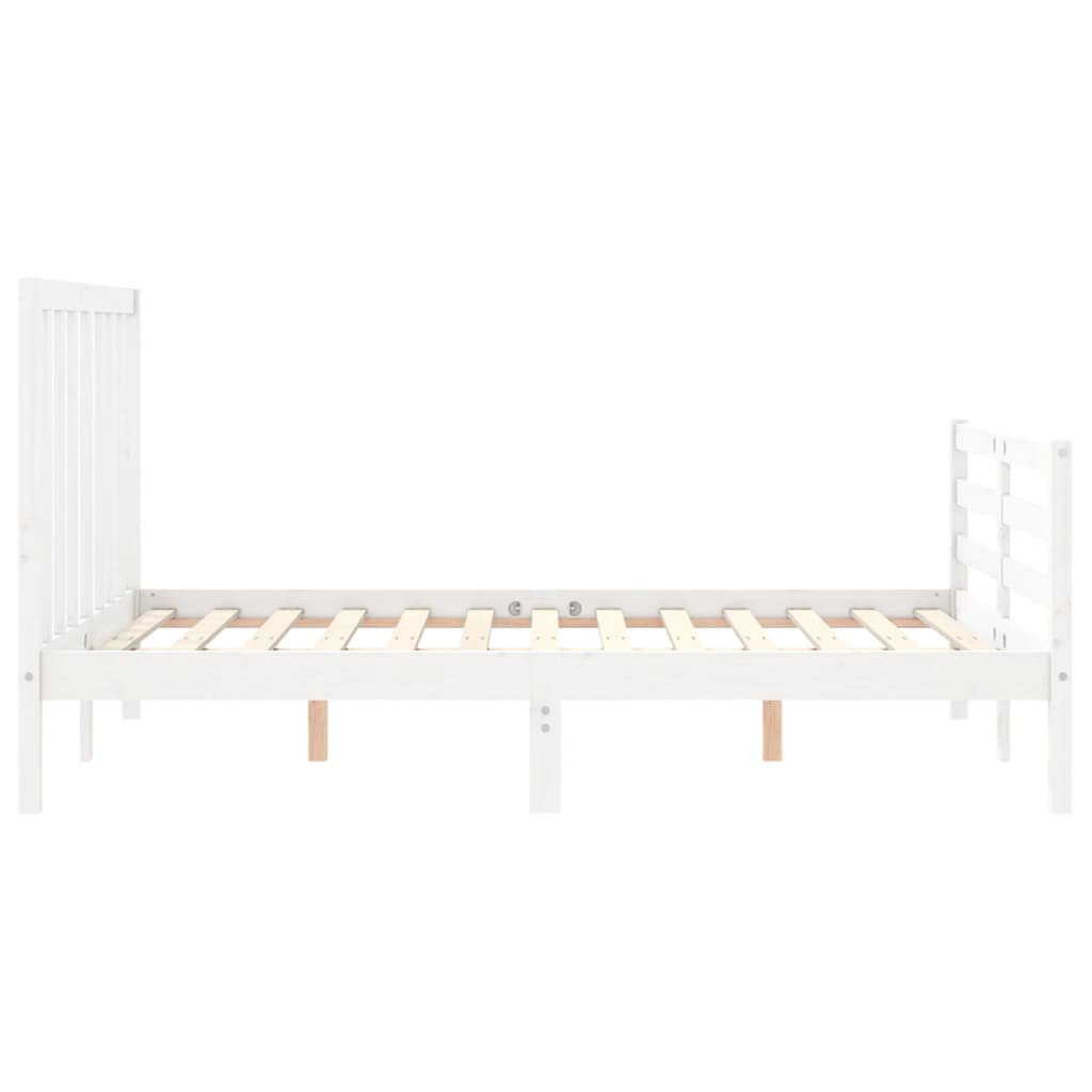 Cadre de lit sans matelas blanc 140x200 cm bois de pin massif - XIOS
