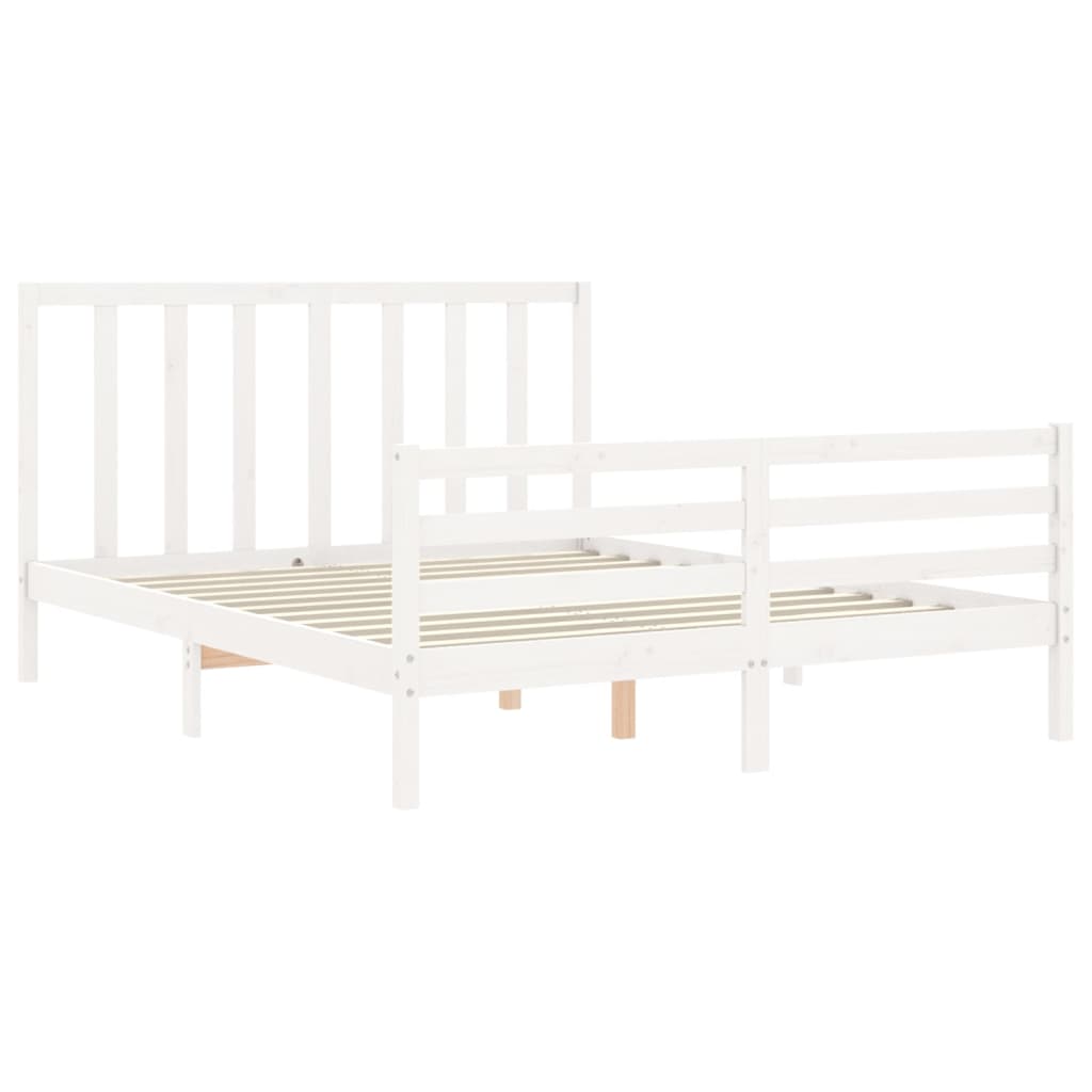Cadre de lit sans matelas blanc 160x200 cm bois de pin massif - XIOS