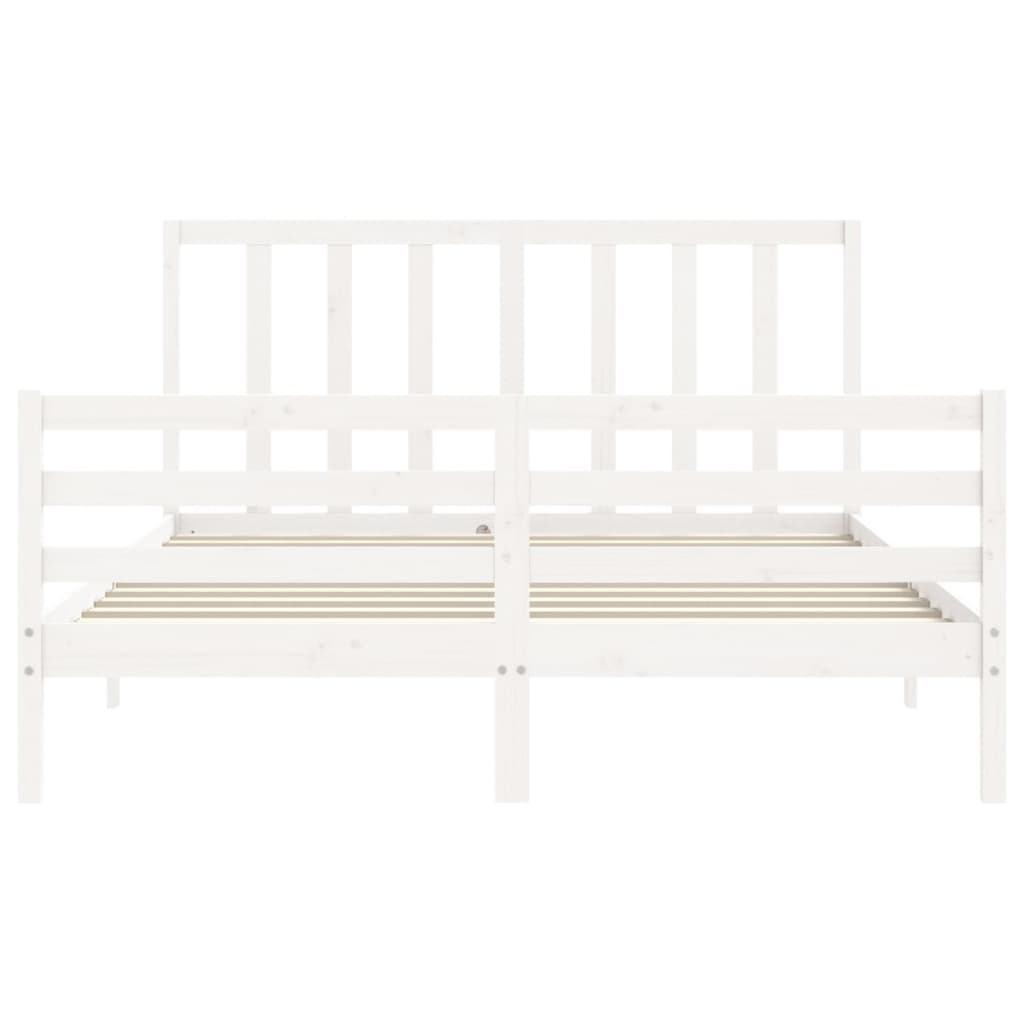 Cadre de lit sans matelas blanc 160x200 cm bois de pin massif - XIOS