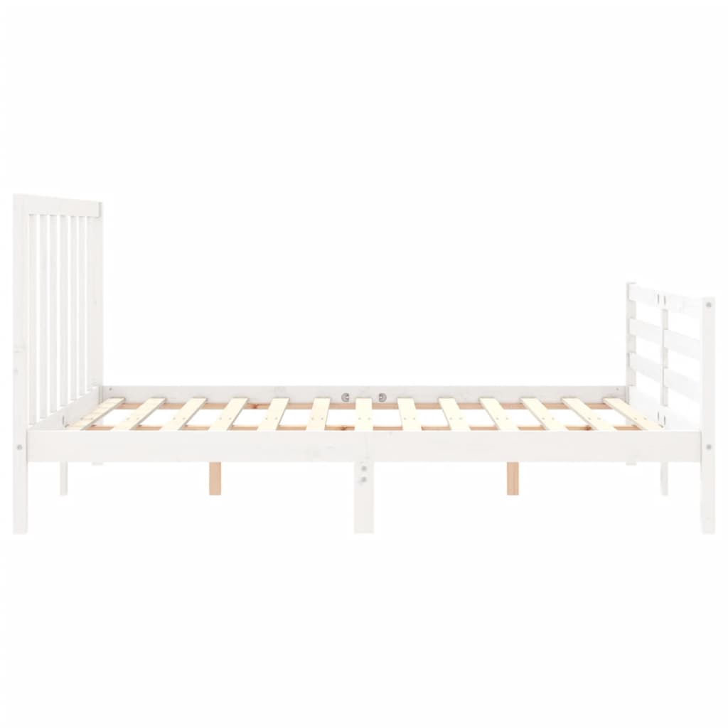 Cadre de lit sans matelas blanc 160x200 cm bois de pin massif - XIOS