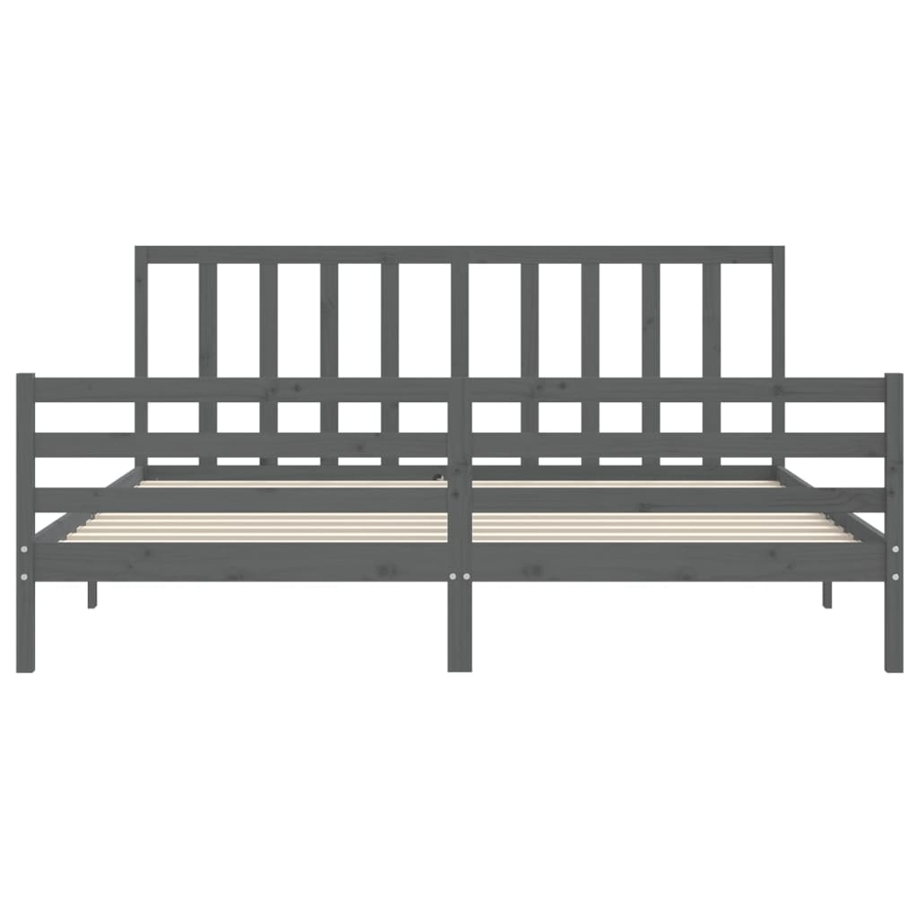 Cadre de lit sans matelas gris 200x200 cm bois massif de pin - XIOS