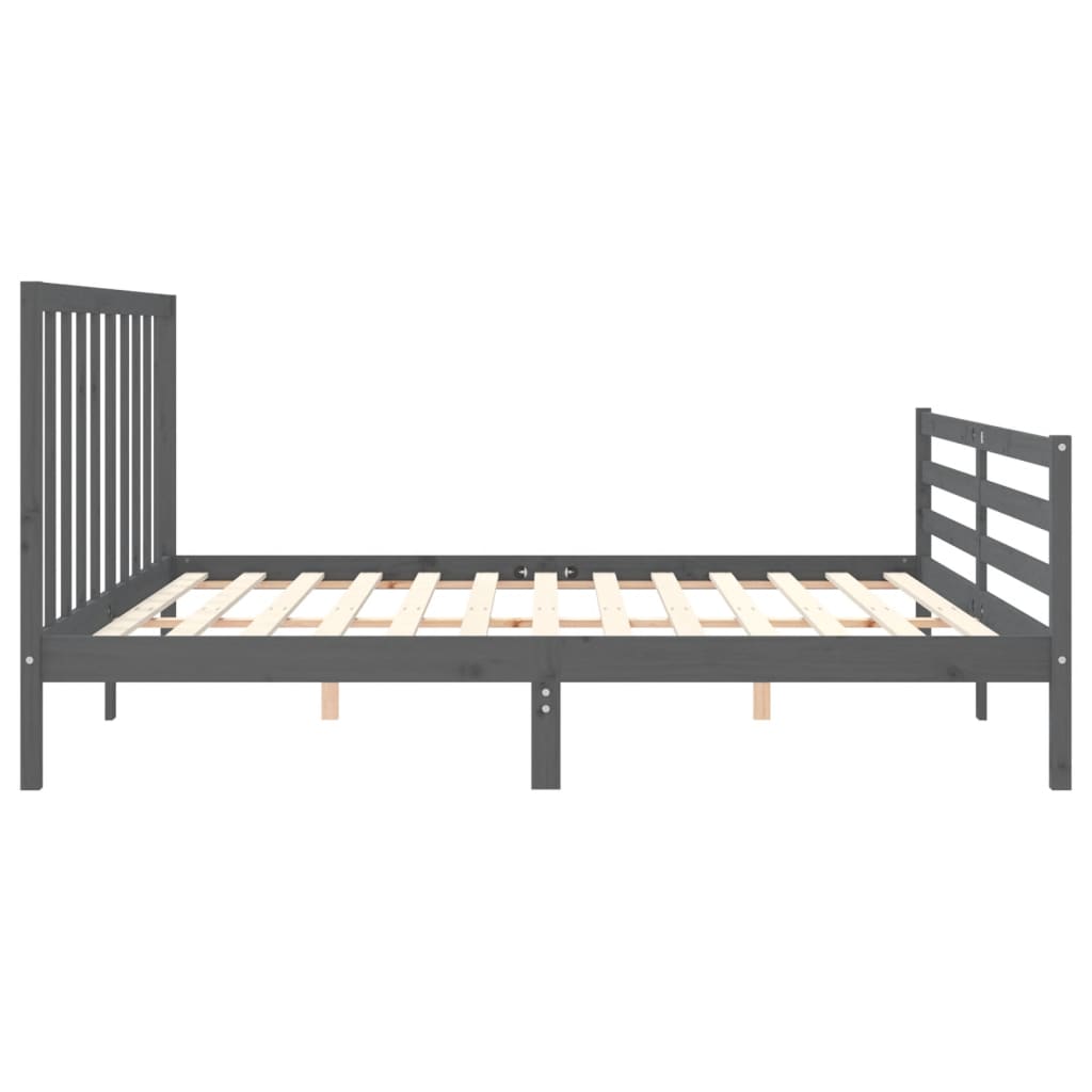 Cadre de lit sans matelas gris 200x200 cm bois massif de pin - XIOS