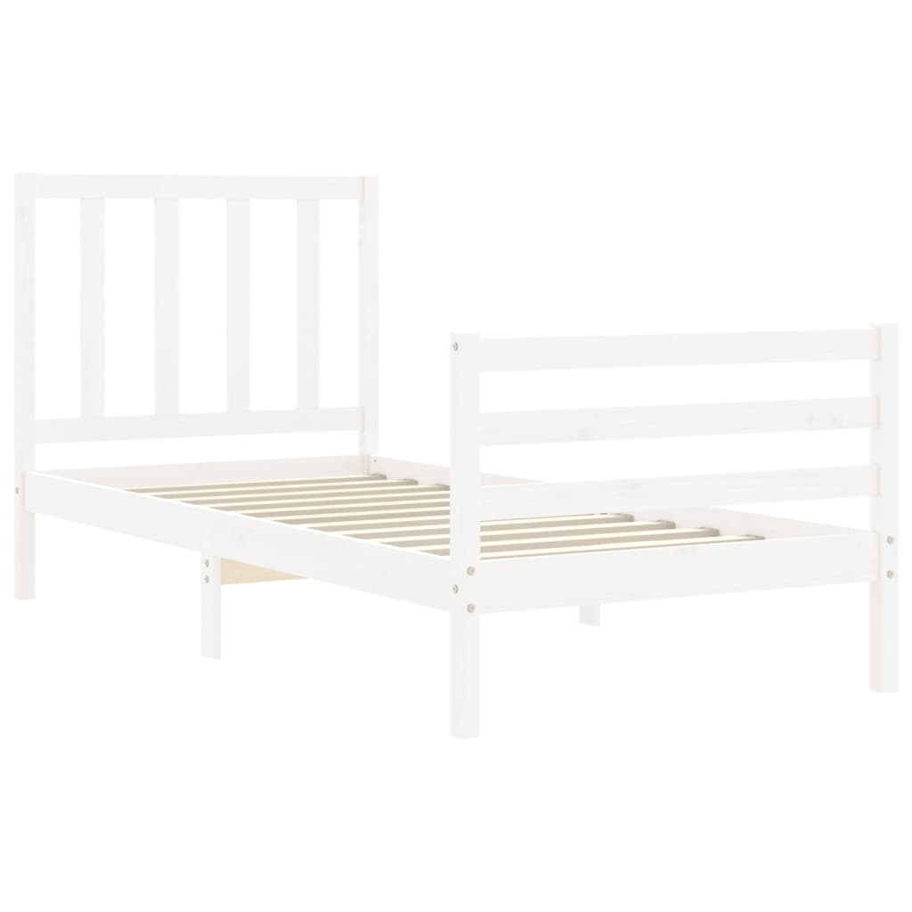 Cadre de lit sans matelas blanc bois de pin massif - XIOS