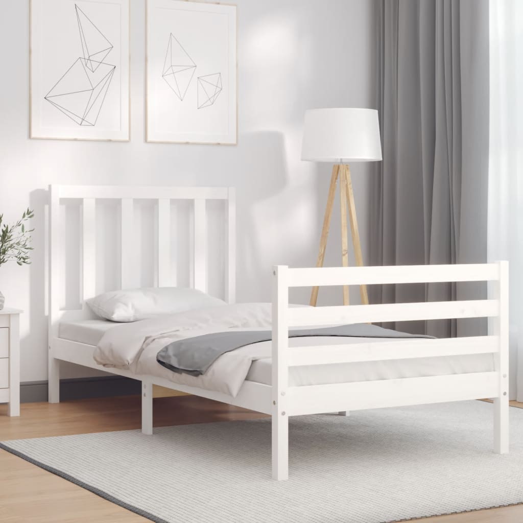 Cadre de lit sans matelas blanc bois de pin massif - XIOS