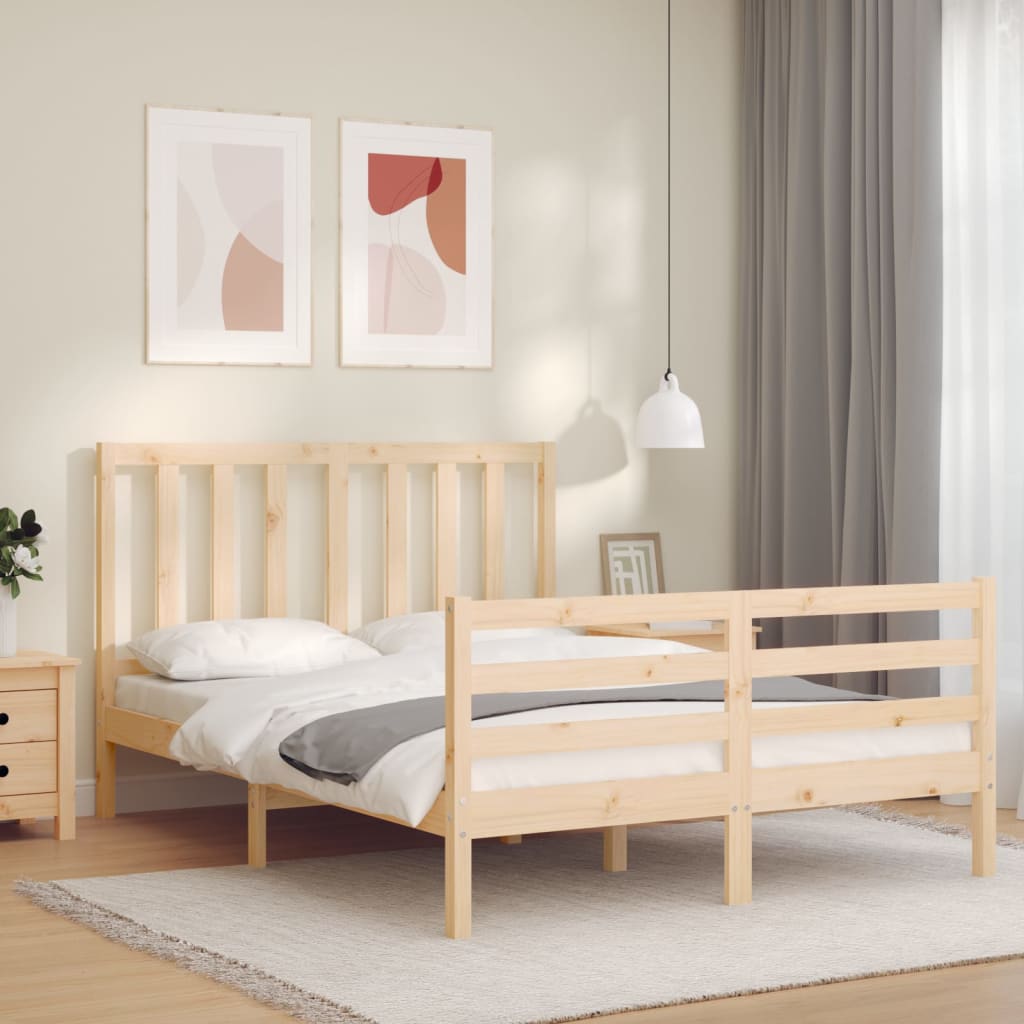 Cadre de lit sans matelas 140x190 cm bois de pin massif - XIOS