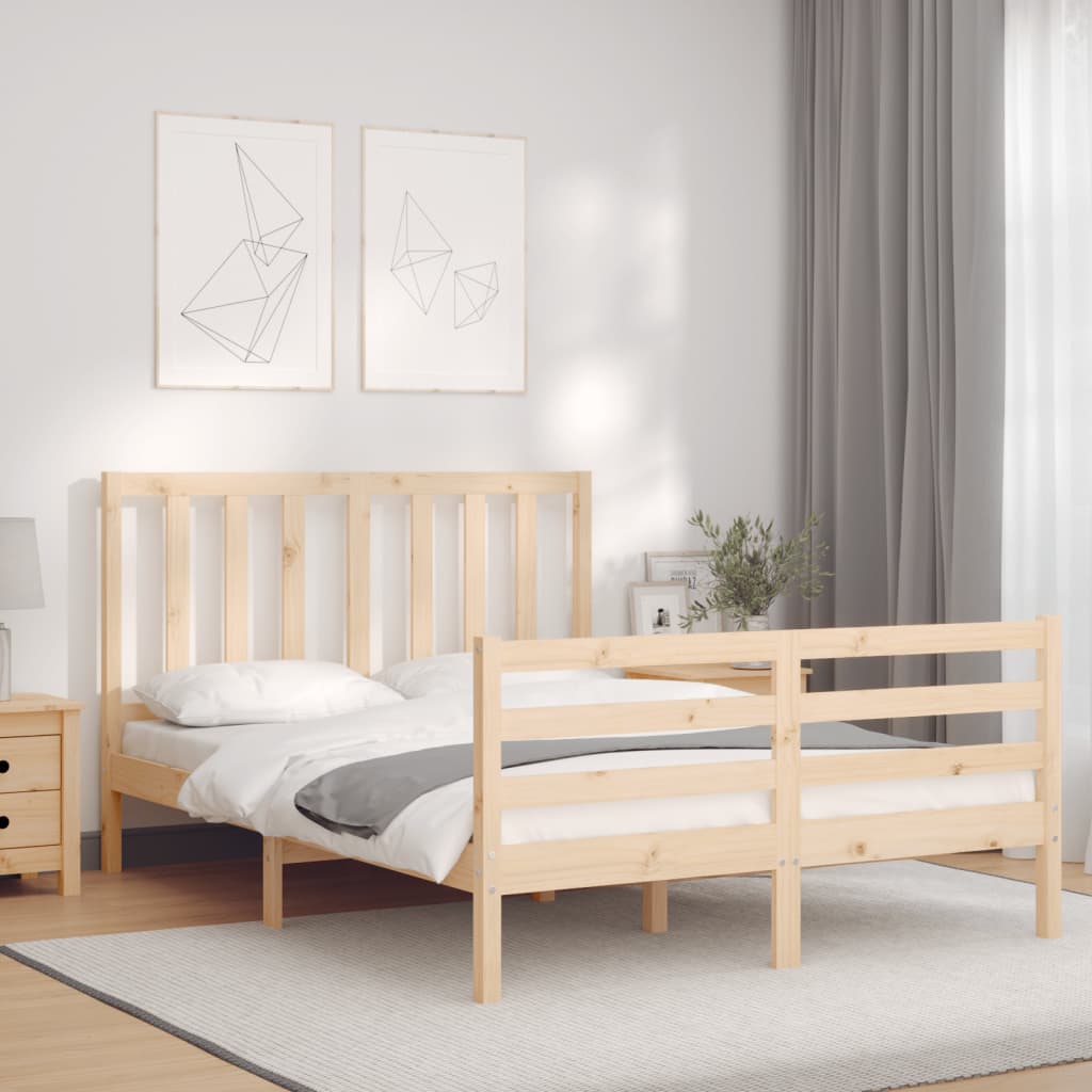 Cadre de lit sans matelas 140x190 cm bois de pin massif - XIOS