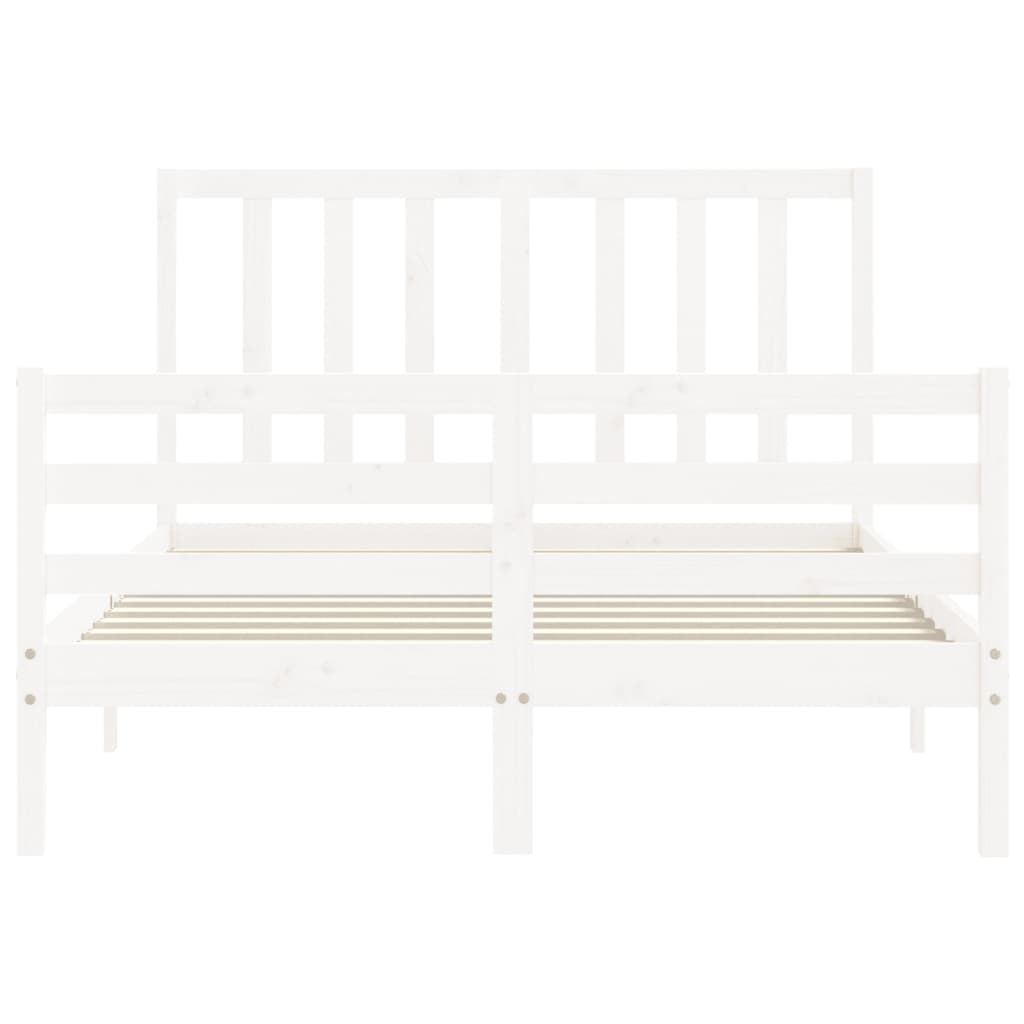 Cadre de lit sans matelas blanc 140x190 cm bois de pin massif - XIOS