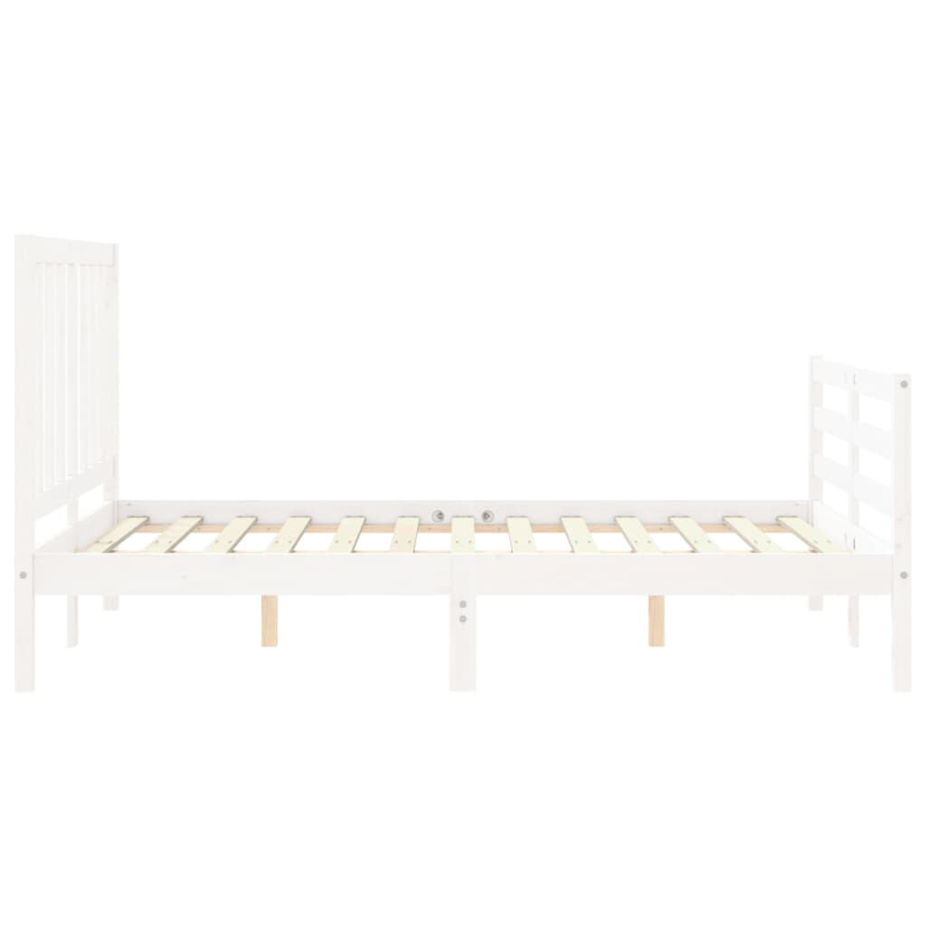 Cadre de lit sans matelas blanc 140x190 cm bois de pin massif - XIOS