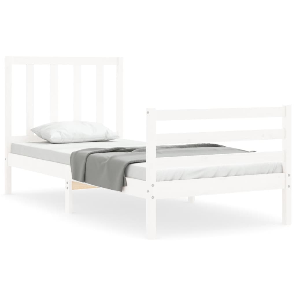 Cadre de lit sans matelas blanc 100x200 cm bois de pin massif - XIOS