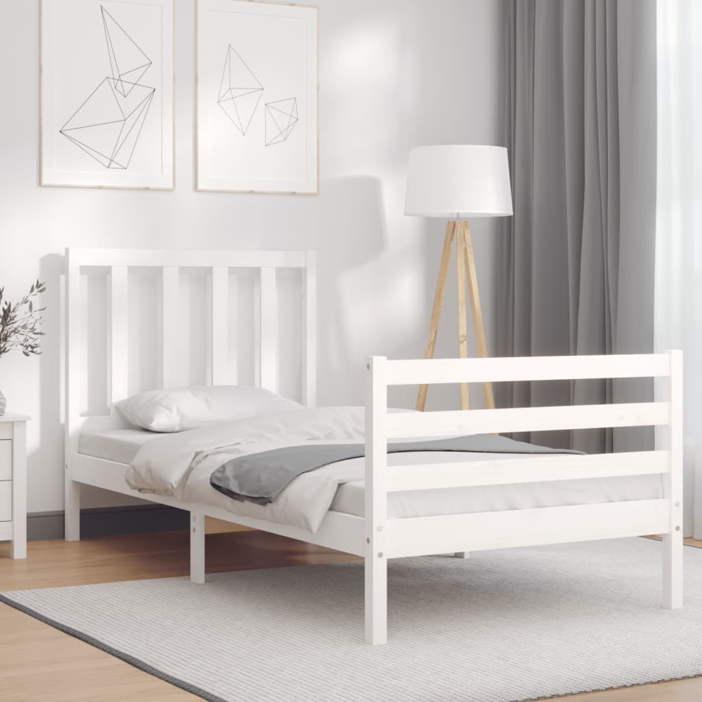 Cadre de lit sans matelas blanc 100x200 cm bois de pin massif - XIOS