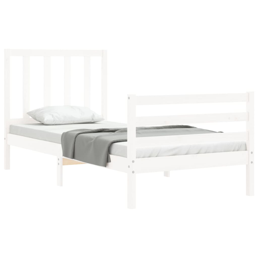 Cadre de lit sans matelas blanc 100x200 cm bois de pin massif - XIOS