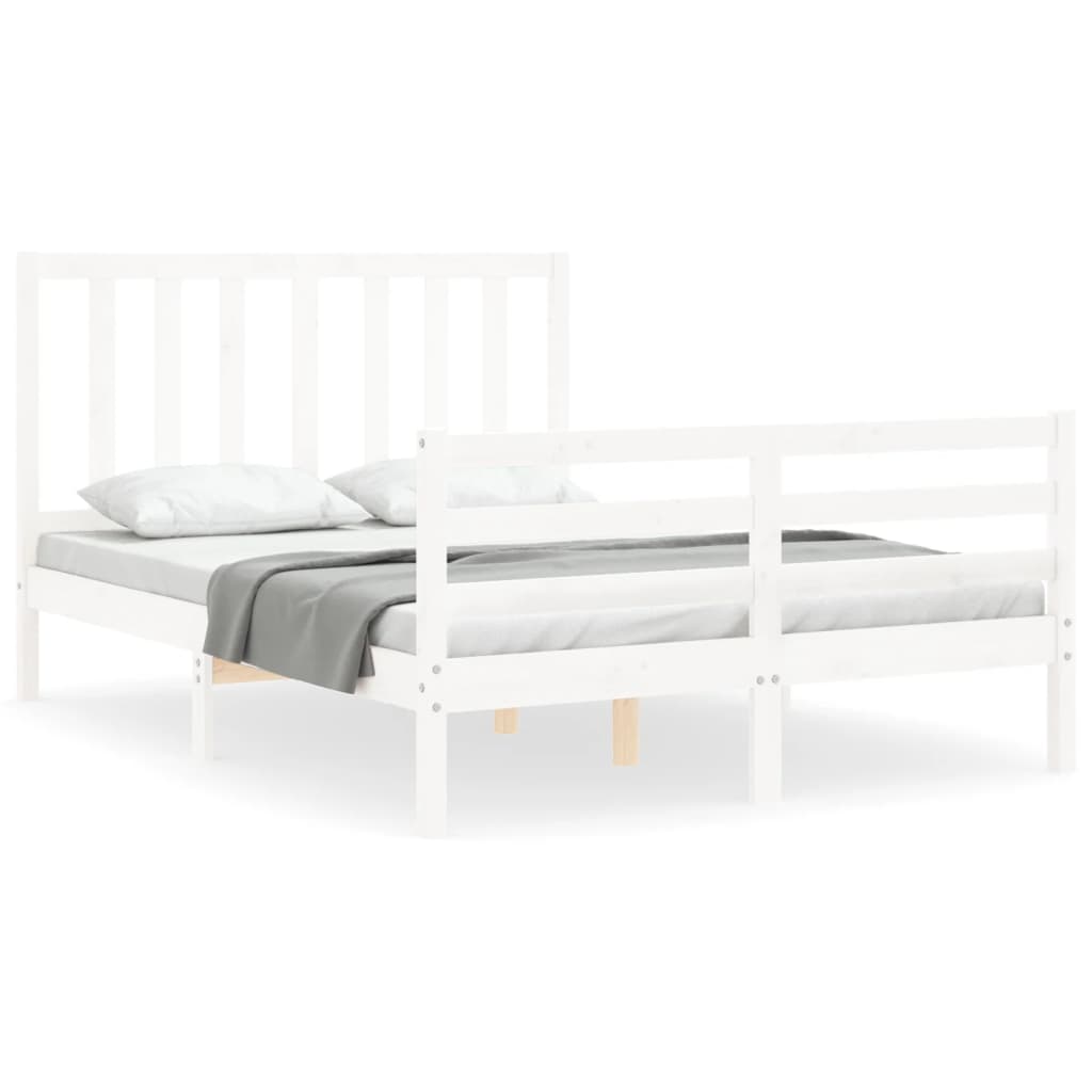 Cadre de lit sans matelas blanc 140x200 cm bois de pin massif - XIOS